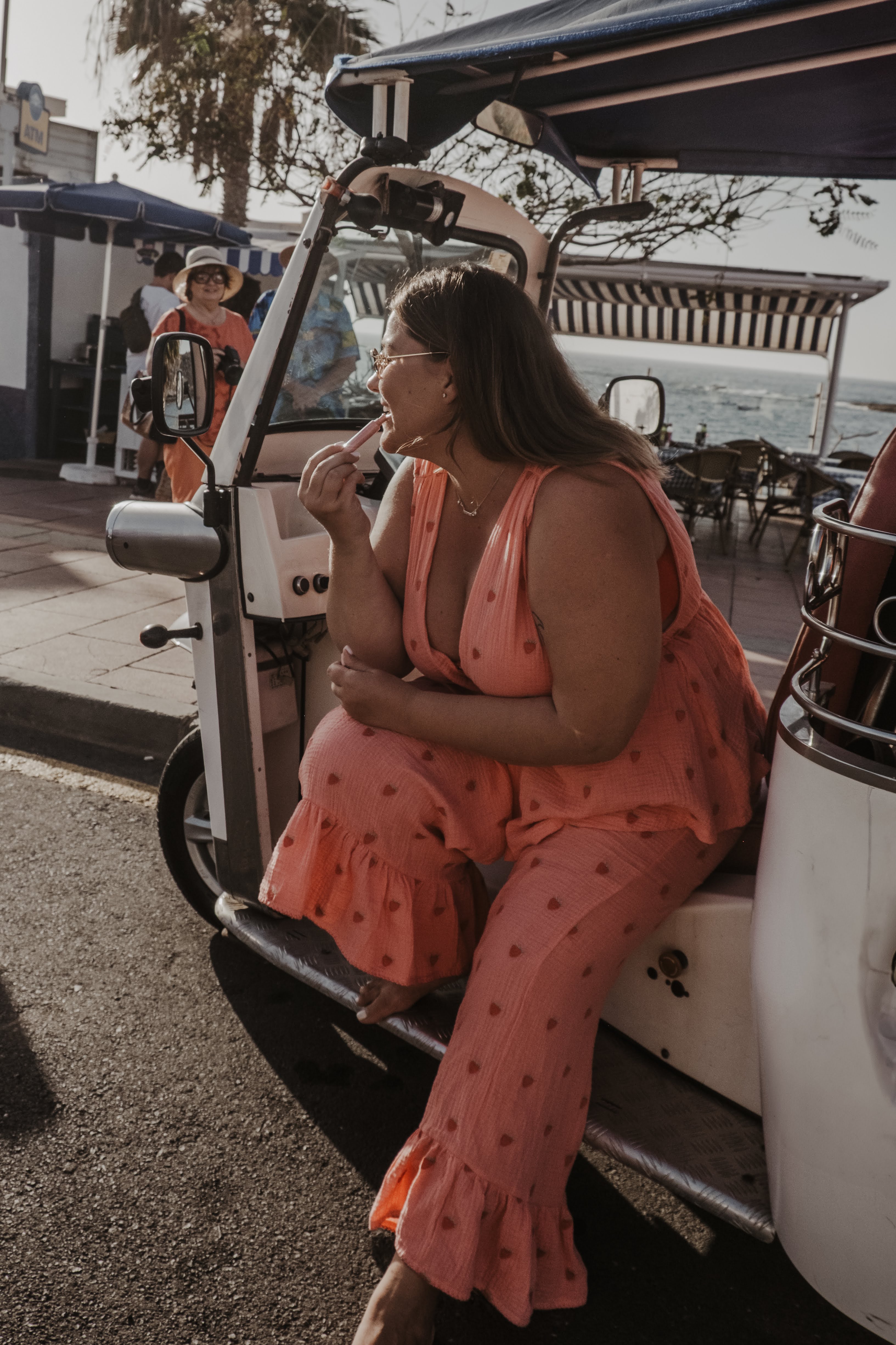 Spodnie z falbaną Strawberry Pink