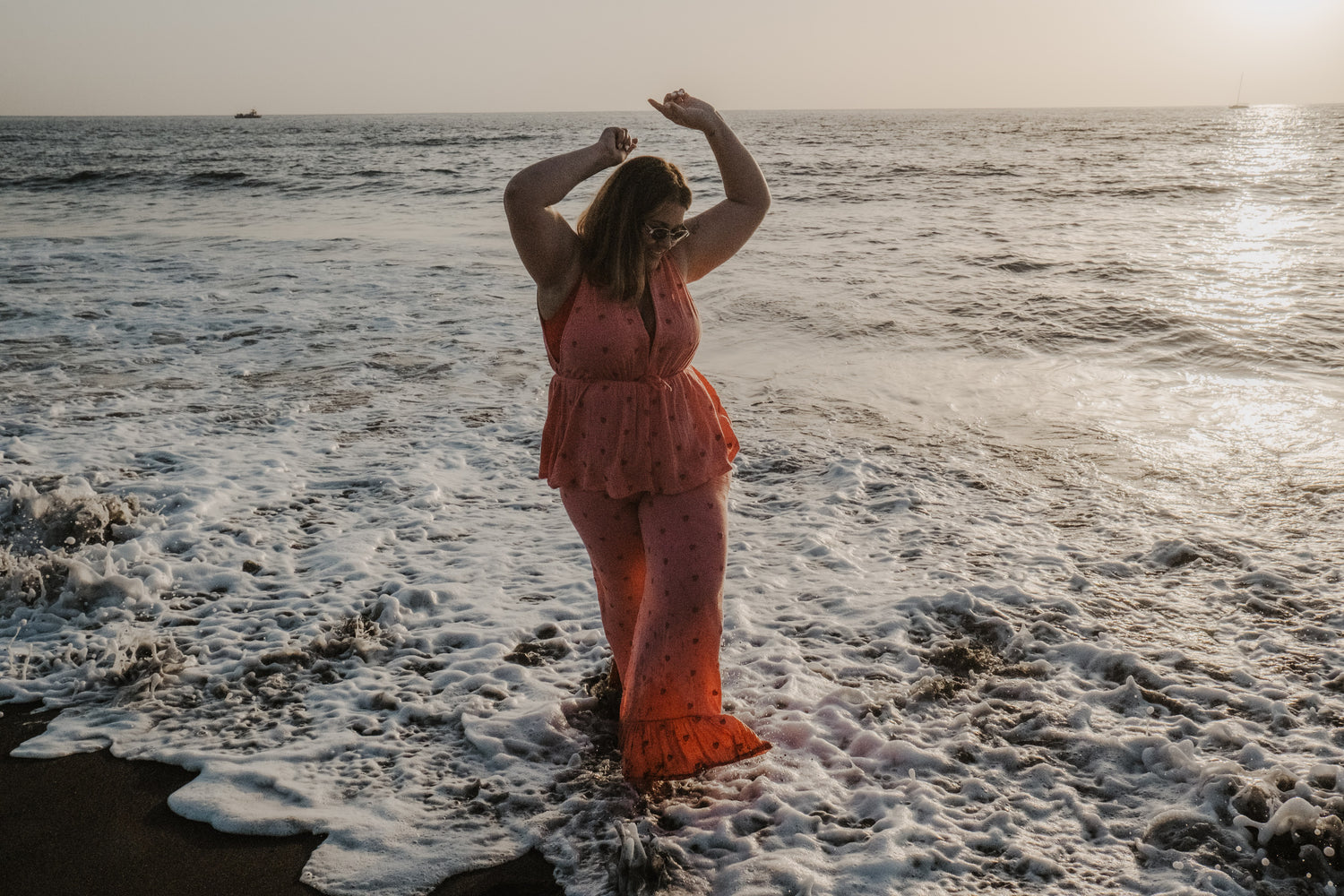 Spodnie z falbaną Strawberry Pink