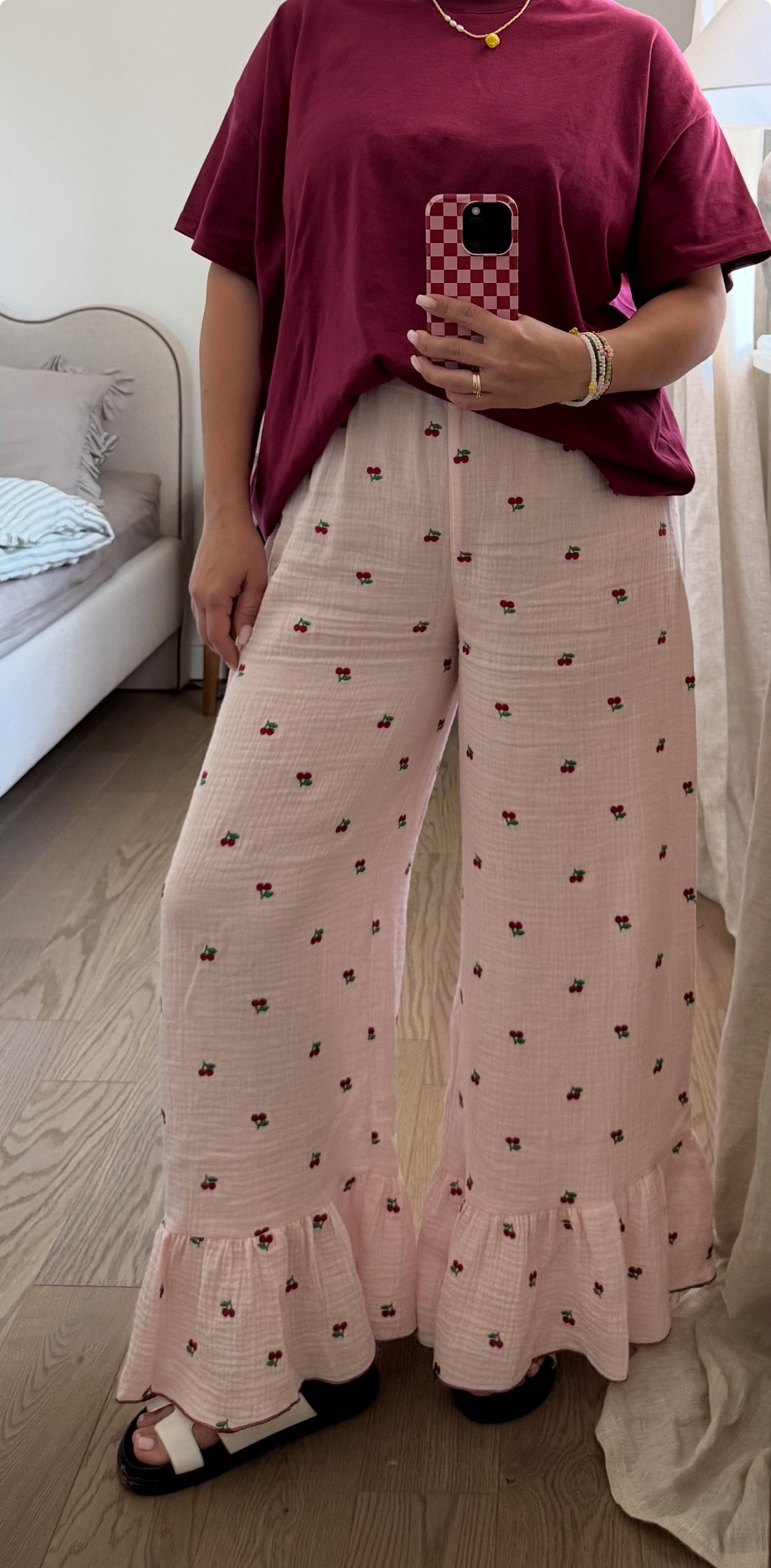 Spodnie z falbaną Cherry Pink