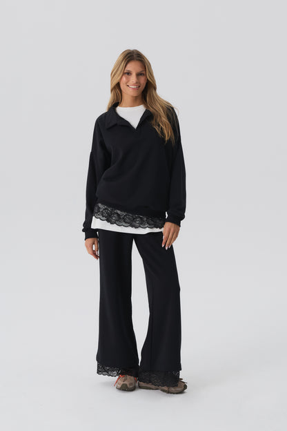 Bluza Polo Crochet Black
