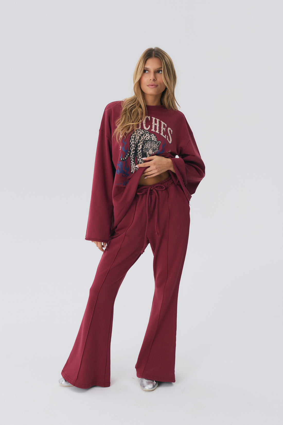 Spodnie Dresowe Flow Maroon