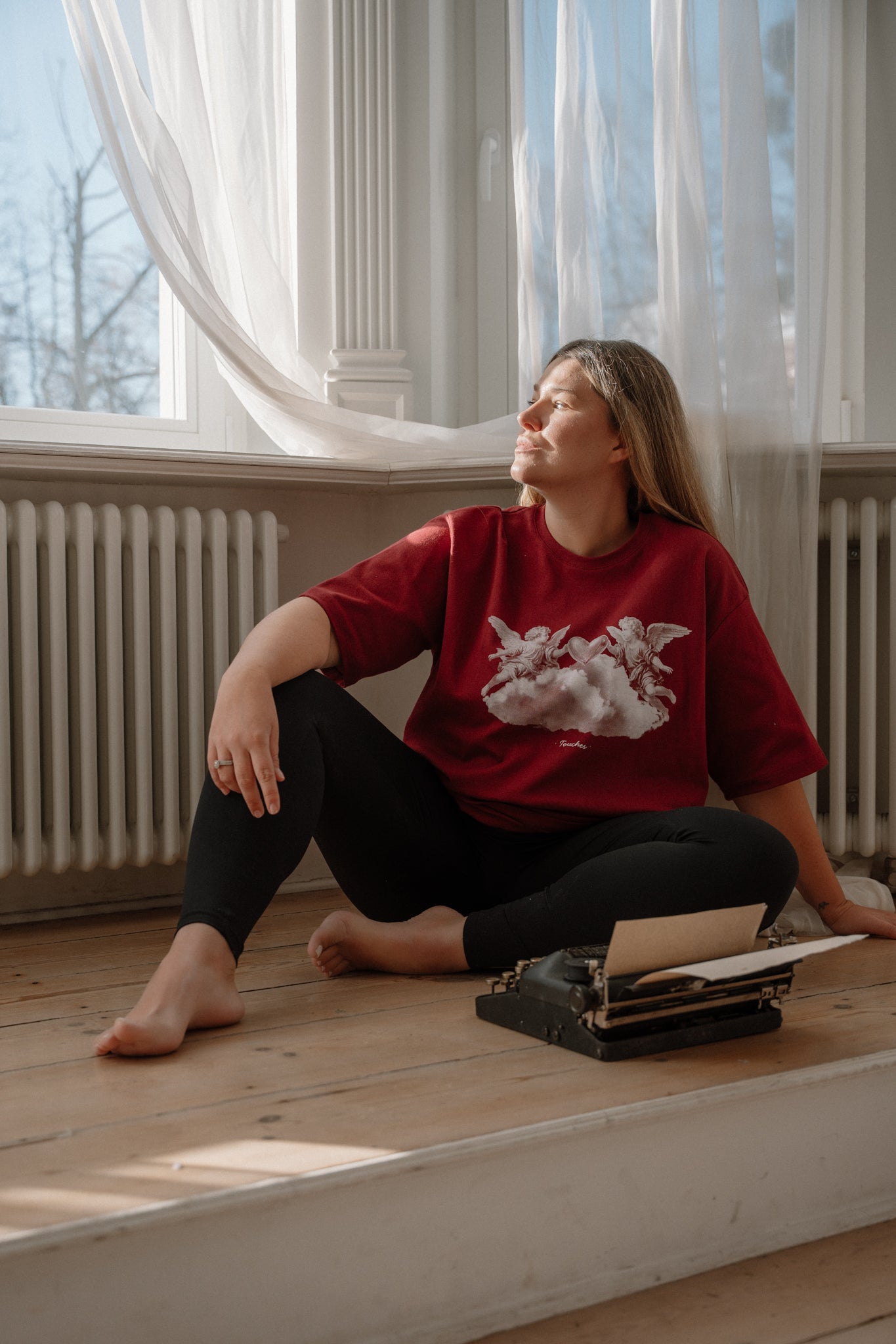 T-shirt Long Angels Bordo