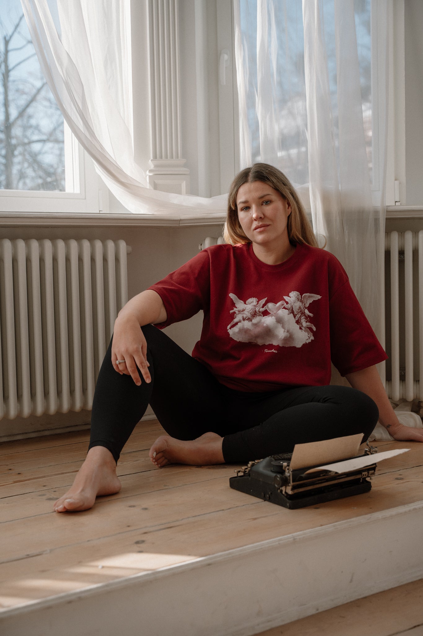 T-shirt Long Angels Bordo