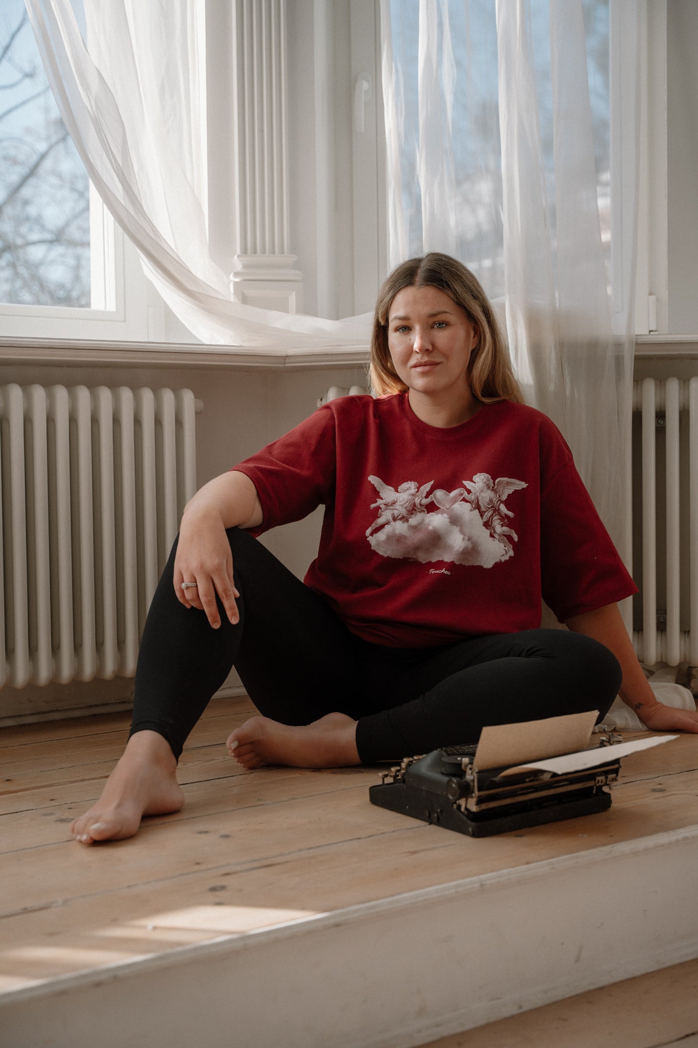 T-shirt Long Angels Bordo