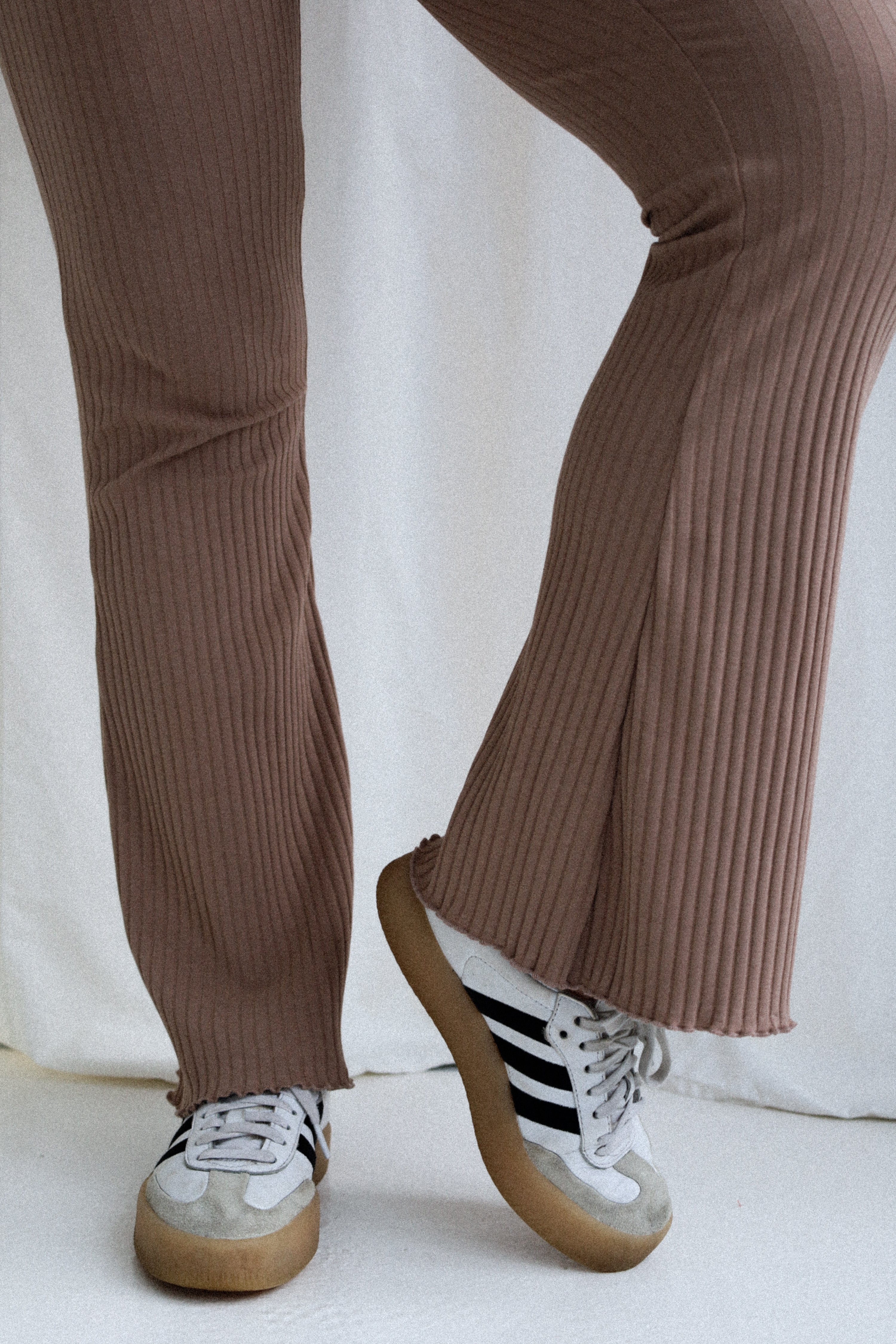 Flare Ribbed Beige