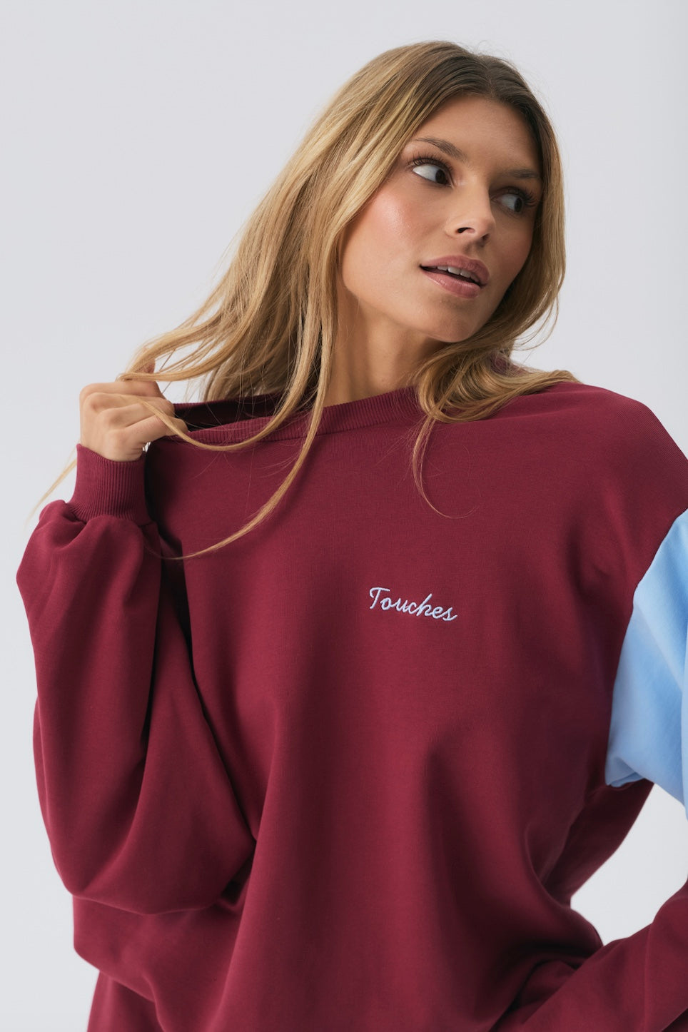 Crewneck Baby blue/Maroon