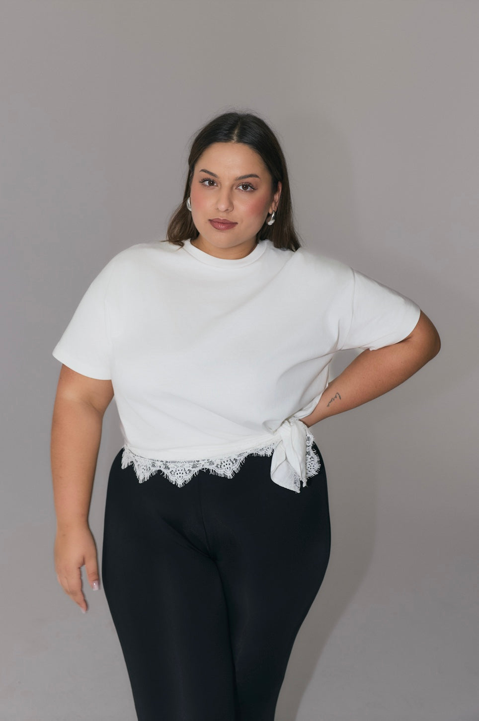T-shirt Asymetric Crochet Off White