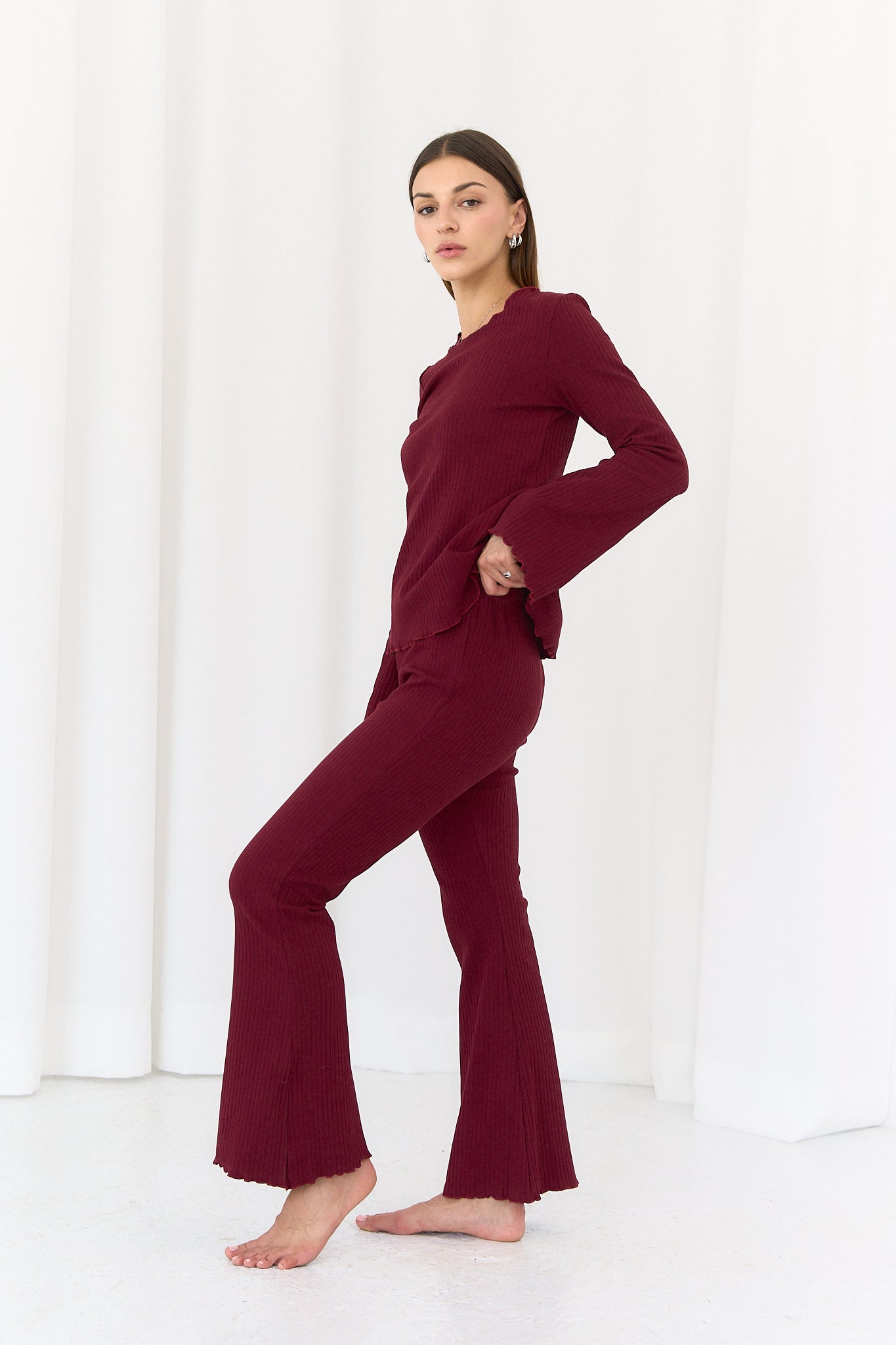 Flare Ribbed Bordo
