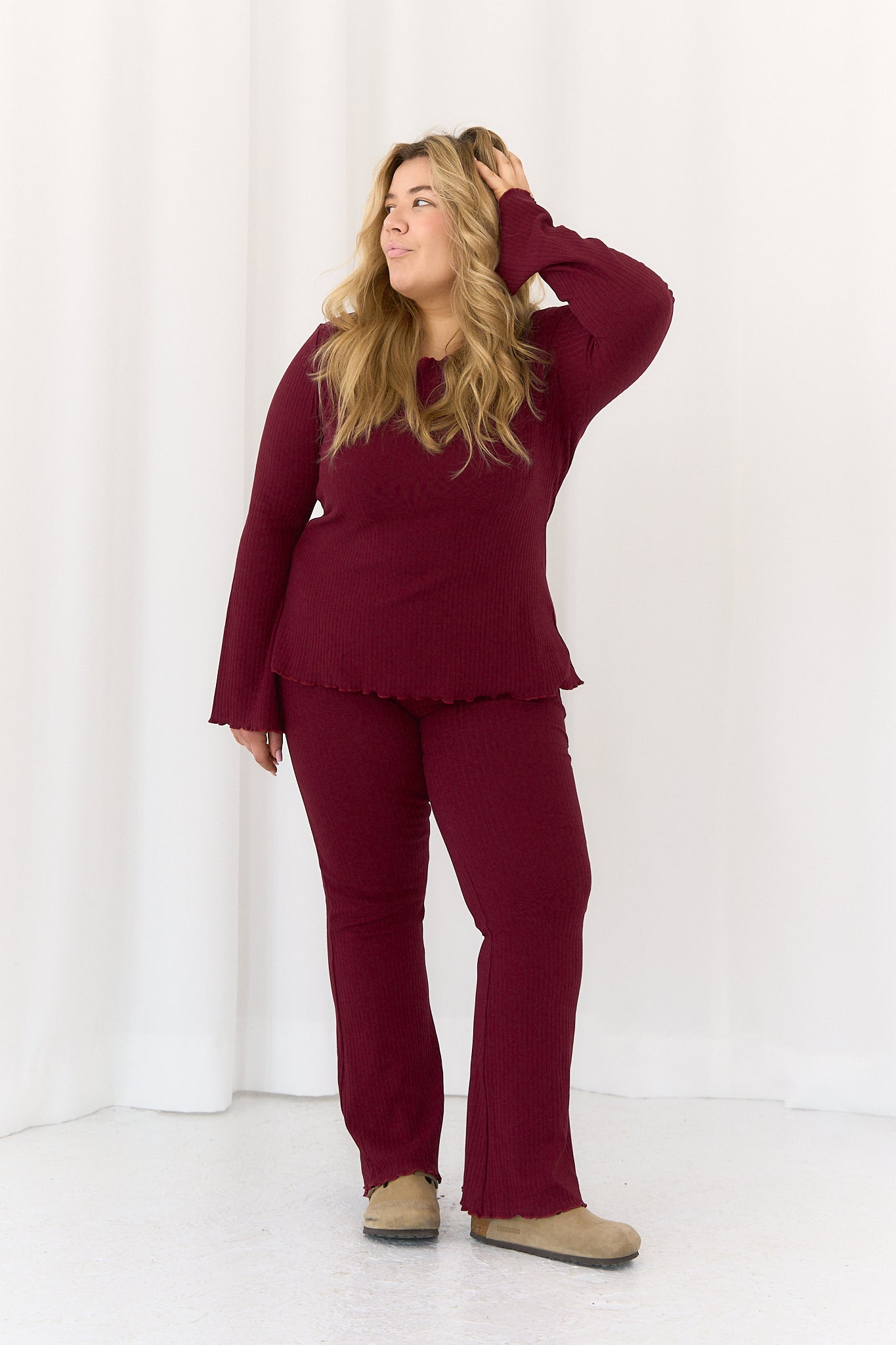 Flare Ribbed Bordo