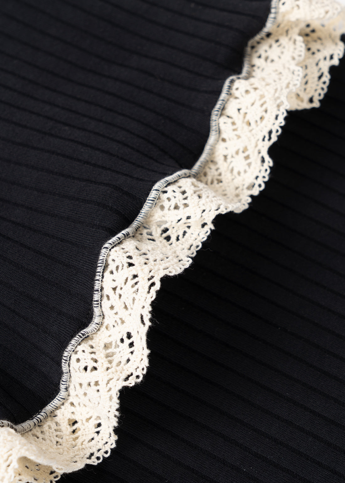 Flare Ribbed Crochet Black