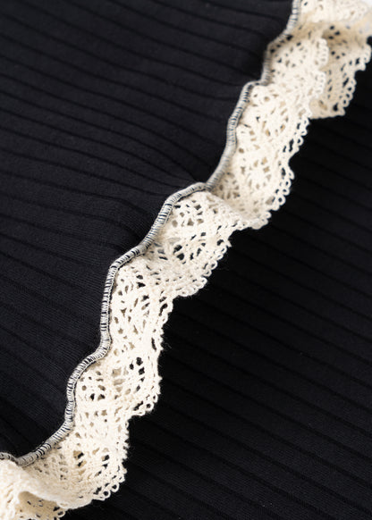 Flare Ribbed Crochet Black