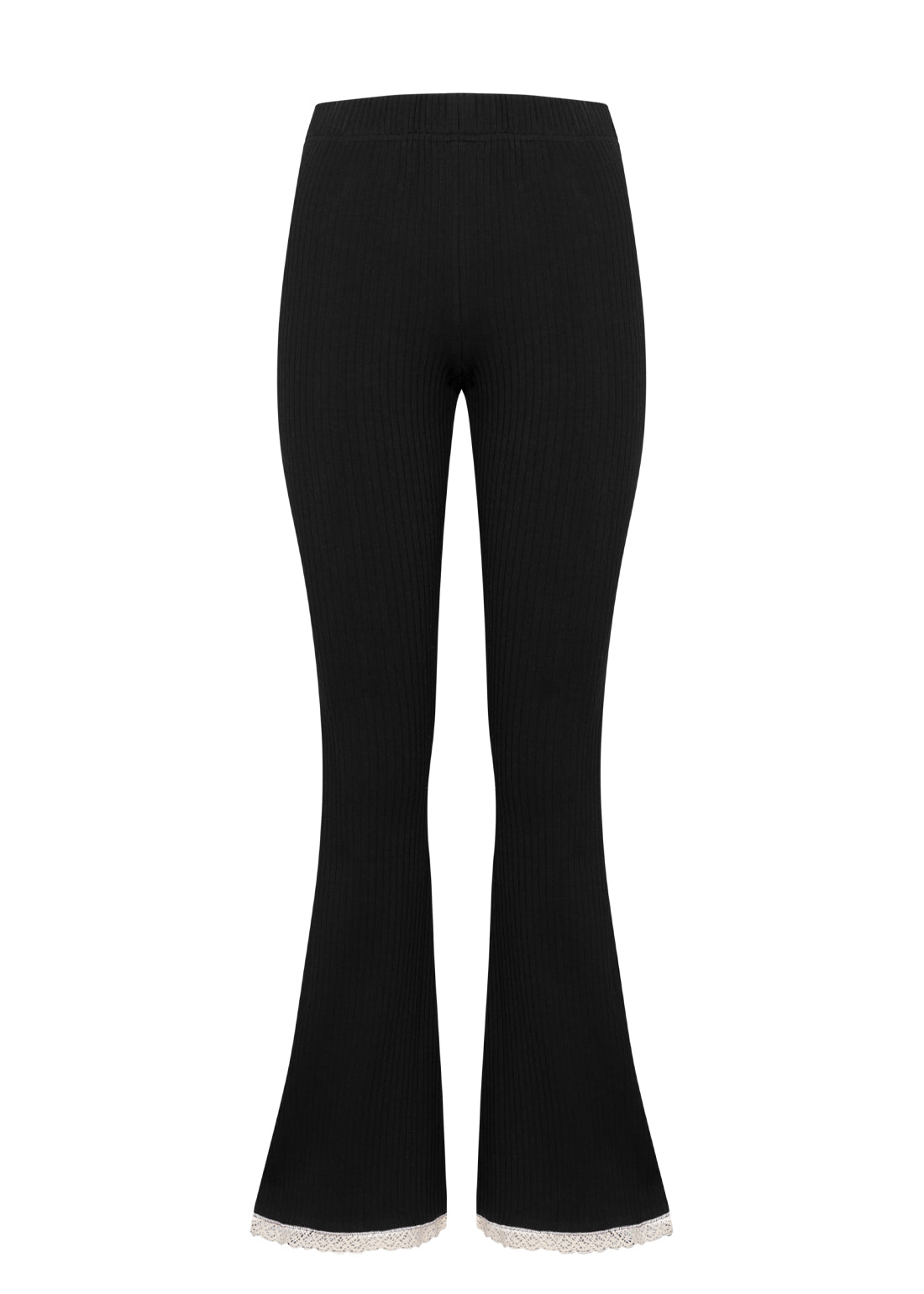 Flare Ribbed Crochet Black