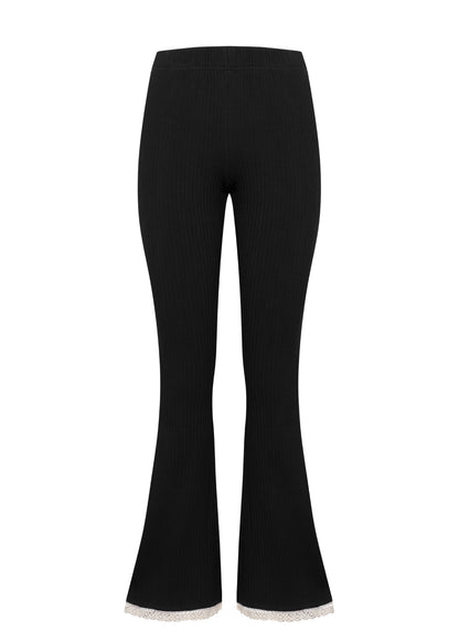 Flare Ribbed Crochet Black