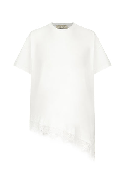 T-shirt Asymetric Crochet Off White
