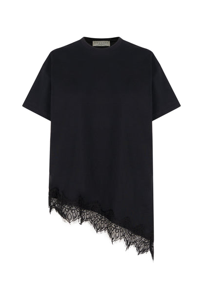 T-shirt Asymetric Crochet Black