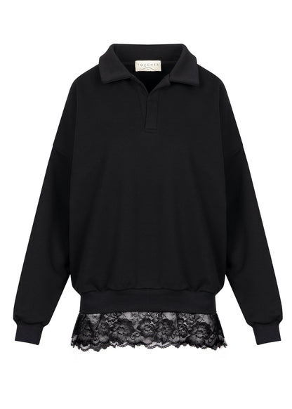 Bluza Polo Crochet Black