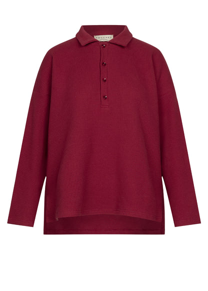 Waffle Polo Maroon