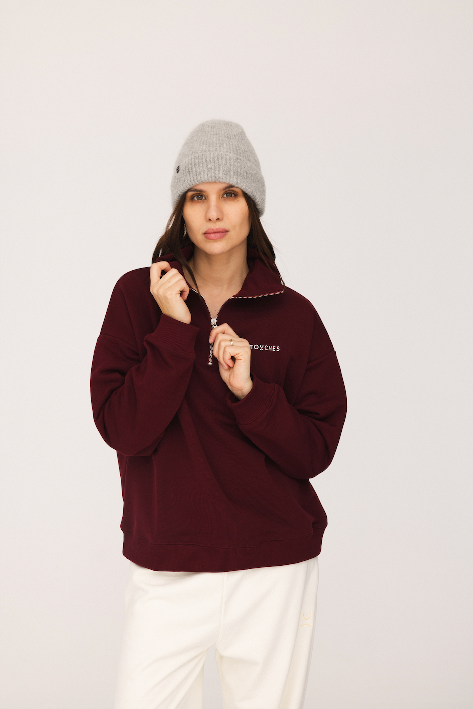 Bluza Half Zip Maroon