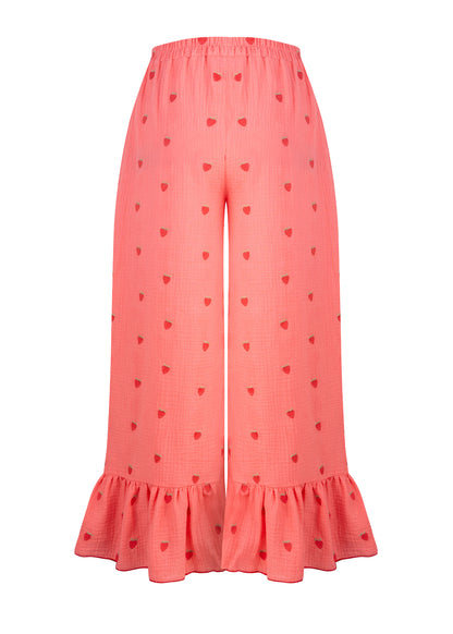 Spodnie z falbaną Strawberry Pink