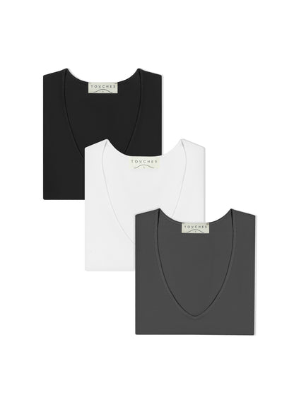 T-shirt V-neck ZESTAW - 3-pak