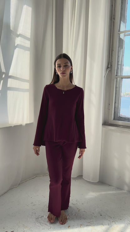 Flare Ribbed Bordo