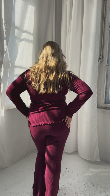 Flare Ribbed Bordo