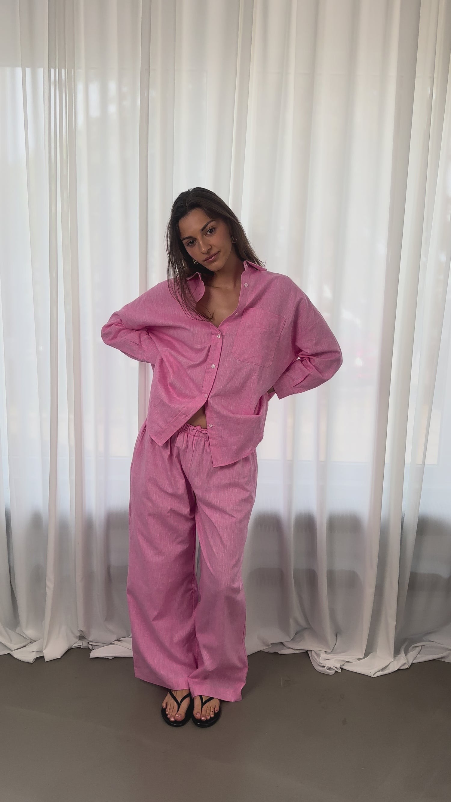 Spodnie Linen Pink