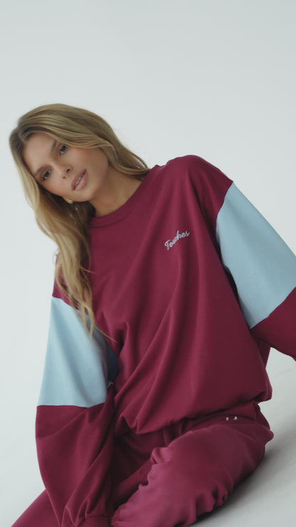 Crewneck Baby blue/Maroon